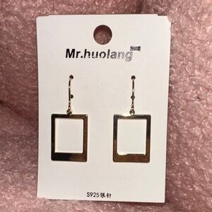 Gold Square Drop Earrings